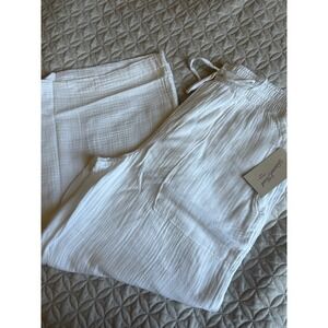 Universal Thread Womens White Gauze Wide Leg Drawstring Cropped Pants Size M